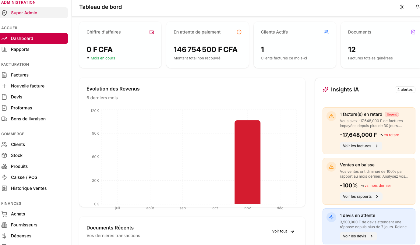 Interface de l'application SewePay